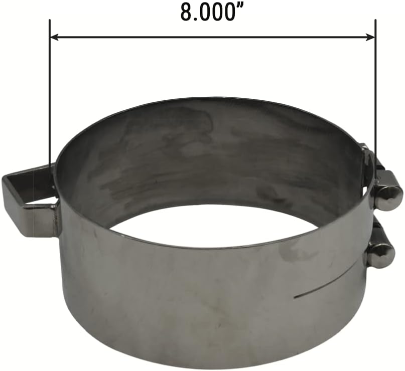 8" Exhaust Clamp Wide Band Polished Stainless Steel