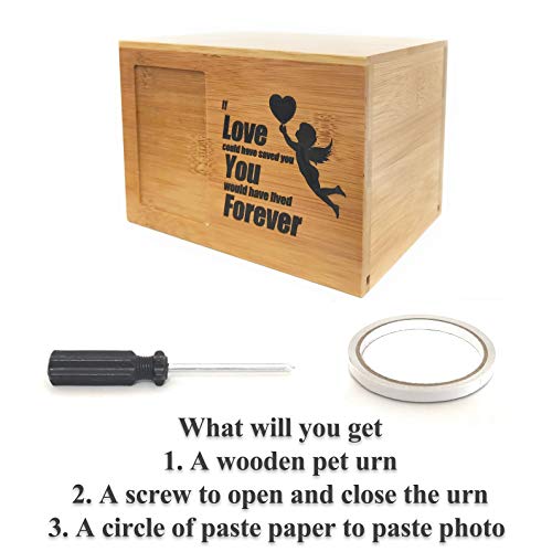 ODB 6.3x4.3x4.3 inches Small Pet Ashes Box, Cremation Urns for Ashes, Pet Memorial Keepsake Urns, Photo Box Pet Cremation Urn, Wood Keepsake Pet Urns for Dogs Ashes, Wooden Urn (Small) - Thumbnail 4
