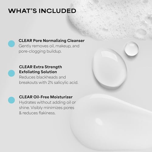 Paula's Choice CLEAR 3-Piece Acne Kit, Includes Cleanser, 2% Salicylic Acid Exfoliant & Moisturizer, Prevents & Treats Mild to Severe Acne & Breakouts, Extra Strength, Fragrance Free, Full Size - Image 2