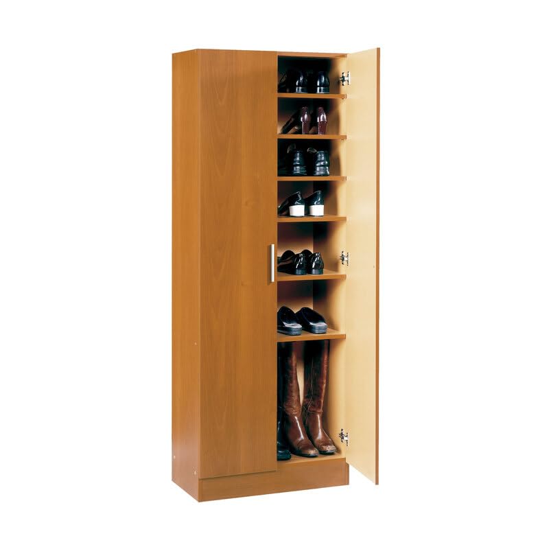 Buyqualia Armario Zapatero Blanco de Gran Capacidad – 171x60x35 cm – Diseño Vertical y Compacto (Cerezo)