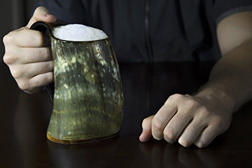 5Moonsun5’S Vikings Hand Made 36Oz - 1 Liter - Natural Finish Drinking Horn Tankard Game Of Thrones With This Large Ale Stein - A Perfect Present For Real Men (Hbm-578) #TOP5