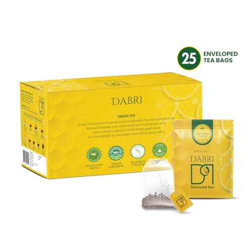 Image of DABRI Lemon & Honey Green Tea | Double Chamber 25 Tea Bags | Perfectly Balanced & Refreshing Green Tea with Natural Lemon & Honey Flavour | Rich in Antioxidants | Supports Wellness & Daily Hydration