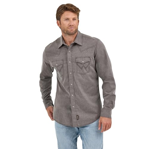 Wrangler Dusty Brown Retro Premium Men's Western Snap Solid Shirt 112368219