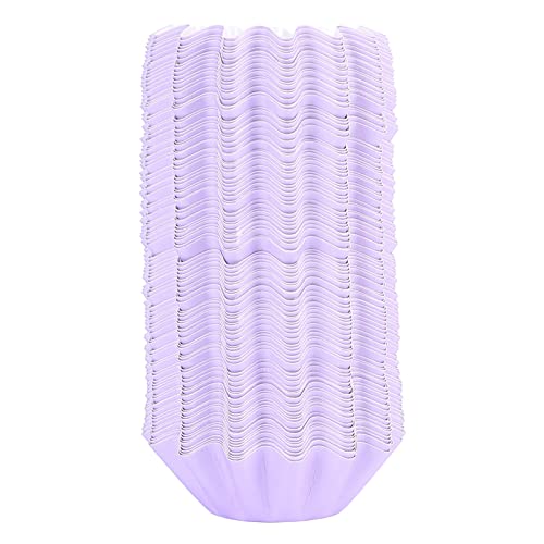 Pirottini per cupcake a forma di fiore da 100 pezzi Pirottini per muffin in carta patinata 4,5x3 cm Alta temperatura 220°C Assortiti Viola Verde Rosa Azzurro cielo (Viola)