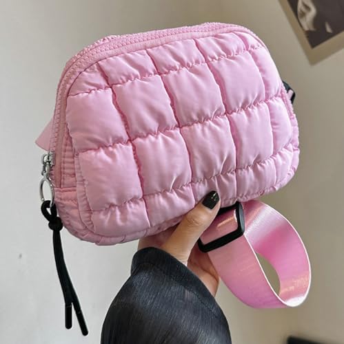 Womens Quilted Puffer Shoulder Crossbody Bag Small Sling Waist Purse Bubble Handbag Daypack Pleated Sports Chest Bag2