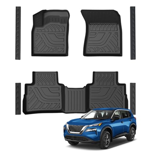 LUMWAY Floor Mats Fit for 2021-2025 2026 Nissan Rogue (Not for Select/Sport Models) TPE All Weather Durable Floor Liners Door Sill Guards for Nissan Rogue S SV SL Dark Armor Rock Platinum Accessories