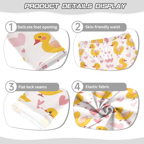 Yellow Ducks Girls' Leggings Toddler Doodles Pink Hearts Kids Yoga Pants Dance Active Tights 4T3