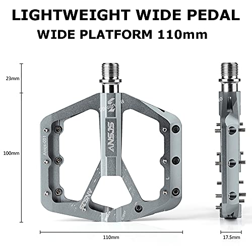 Ansjs Mountain Bike Pedals Mtb Pedals Bicycle Flat Pedals Aluminum 9/16" Sealed Bearing Lightweight Platform For Road Mountain Bmx Mtb Bike (Titanium) #TOP1