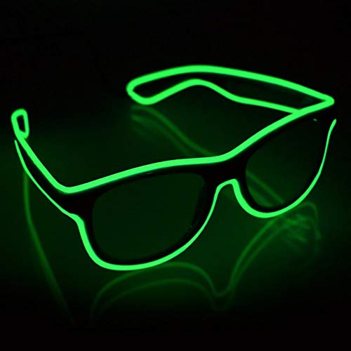 SOOOEC Kabellose leuchtende LED-Brille mit Blinkmodus Glow in Dark Party für Rave-Party Halloween Weihnachten Disco Konzert EDM (grün)