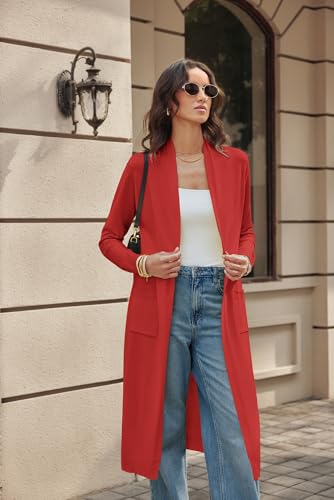 Image of GRACE KARIN Essential Solid Open Front Maxi Long Knitted Cardigan Sweater for Women
