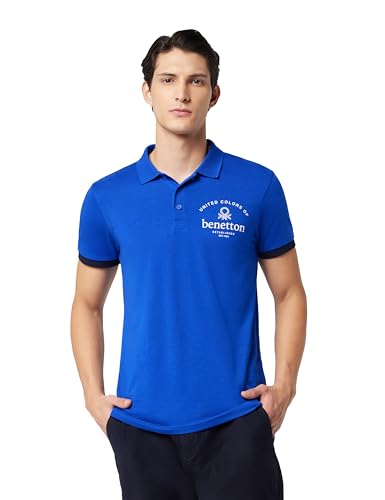 Image of United Colors of Benetton Men Cotton Solid Regular Fit Polo Shirt