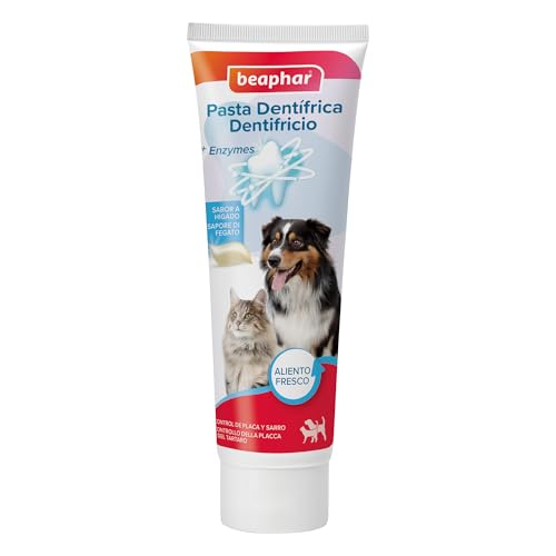 Beaphar, Dentifricio per Cani e Gatti, Protezione Completa Anti-Placca e Anti-Tartaro, Aromatizzato al Fegato, Uso Quotidiano, 100 g