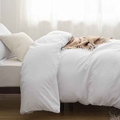Image of Bedsure Duvet Cover Twin /Twin XL Size - Soft Double Brushed Bedding Set for Kids & Adults, Zipper Closure, 2 Pieces, Includes 1 Duvet Cover (68 inchx90 inch) & 1 Pillow Sham, NO Comforter, Bright White