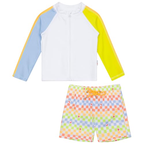 Image of SwimZip Boys' Long Sleeve Rash Guard & Swim Shorts Set - UPF 50+ Sun Protection