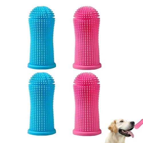 KYLOS 4 Spazzolini per Denti di Cani e Gatti - Design 360° in Silicone Morbido per Pulizia Completa - Ideale per Cuccioli e Animali di Piccola Taglia - Set per Igiene Dentale e Prevenzione del Tartaro