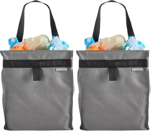 Image of High Road TrashStash Hanging Car Garbage Bag with Push-Close Lid and Waterproof Bin for Cars, SUVs and Trucks - Holds 3 Gallons of Car Trash (Pack of 2)