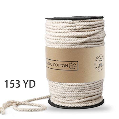 Macrame Cord, ZOUTOG 4mm x 153 yd (About 140m) Natural Cotton Soft Unstained Rope for Handmade Plant Hanger Wall Hanging Craft Making