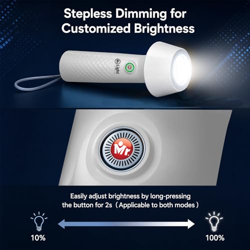 Image of Mr. Light Torch Rechargeable, 1200mAh Torch & Camping Light with Stepless Dimming, Portable LED Flashlight for Home, Camping, Power Outage & Daily Use