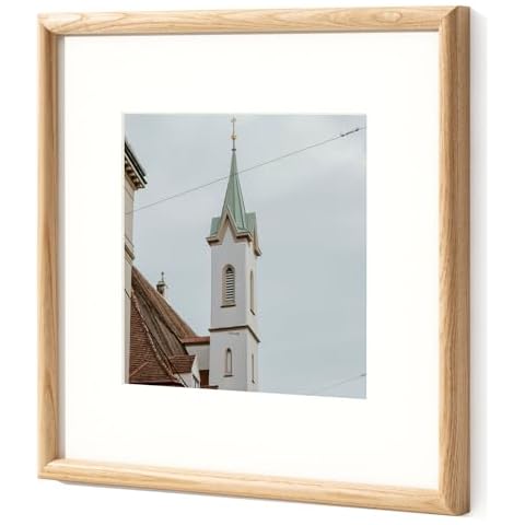 Axeman 12x12 Frame - 12 x 12 Picture Frame with Mat for 8x8 - Solid Ash Wood 12x12 Picture Frame with Tempered Glass - Natural Wood Frames for Displaying Horizontally or Vertically Cover