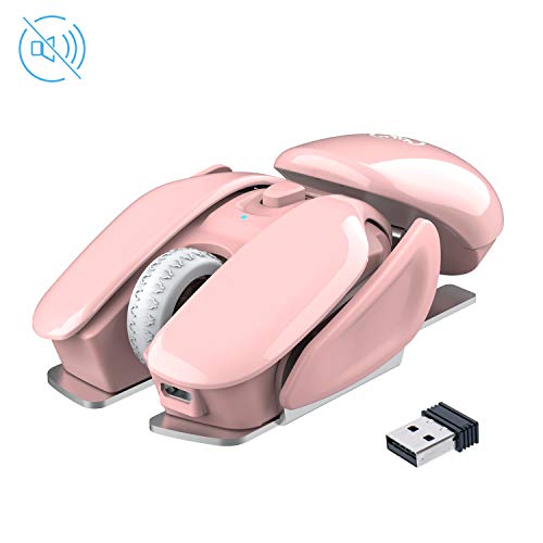 TKOOFN 2.4G USB Souris sans Fil Silencieuse, 3 DPI (800/1200/1600) Souris sans Fil Rechargeable avec 4 Boutons, Design Cool Idéal pour Windows Mac Linux Ordinateur Portable PC