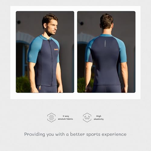GoldFin Men Wetsuit Top 2mm Wet Suit Short Sleeve Shirt miniatura 3