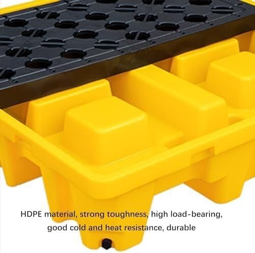 Paletas Amarillas y Negras para contención de derrames: Plataformas modulares de plástico para garajes de fábrica, apilamiento y Almacenamiento, Resistentes a la Pintura y la Humedad: soluci