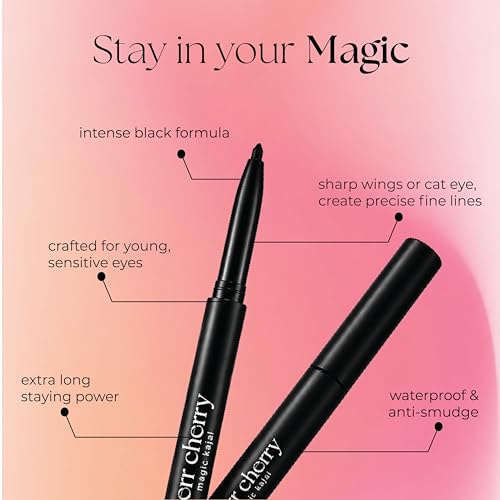 Image of Perr Cherry Matte Kajal for Girls, Preteens & Teens | 100% Safe Naturally Derived Ingredients With Castor, Jojoba, Olive & Almond Oil | Non-Toxic & Long Lasting | Black, 0.35 gm