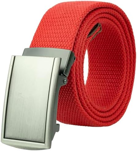 Gelante Canvas Belt, Heavy Duty Cotton Webbing Strap for Work and Casual 2037A-Red