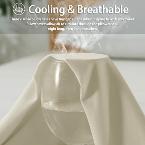 WhatsBedding Body Pillow Cover Cooling Fabric, Long Pillowcase Breathable & Skin-Friendly, Zipper Closure - Khaki (20x54 inch)