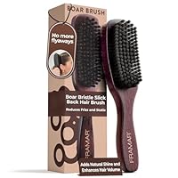 FRAMAR Slick Back Hair Brush For Women – Boar Bristle Hair Brush, Slick Back Brush, Boar Bristle Brush, Brosse a Cheveux, Brosse Poil de Sanglier, Hairbrush for Shine and Volume – Brown Velvet
