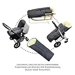 BAMBINIWELT Winterfußsack Fußsack für Kinderwagen, Buggy oder Schlitten, in Mumienform, aus Wolle, Größe anpassbar, MUMIE UNI (dunkelgrau)