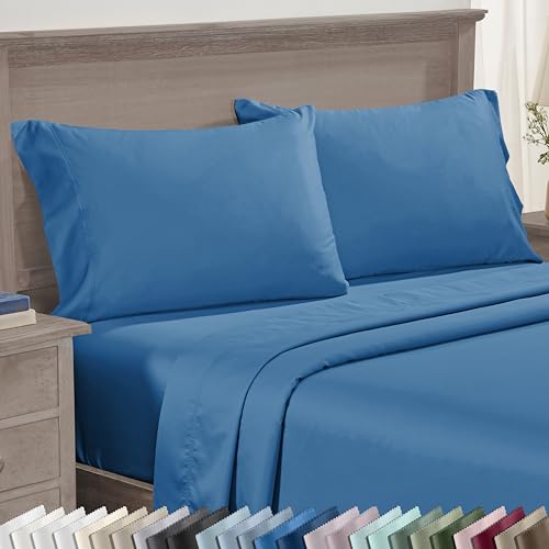 California Design Den Pillow Cases Queen/Standard Set of 2-600 Thread Count Sateen, Natural 100% Cotton Pillow Case Pair, Crisp, Durable Bedding - Parisian Blue