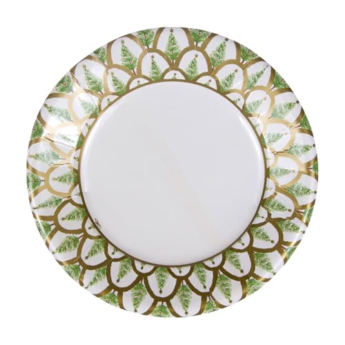 Caspari Deco Christmas Gold Salad & Dessert Plates - 8 Per Package