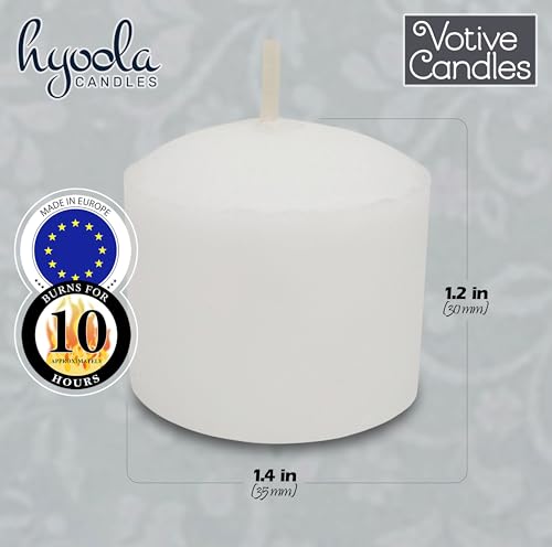 Image of Hyoola Votive Candles - 10 Hour Burn Time - Unscented Candles Votives Bulk - Pack of 150 White Candles - European Made