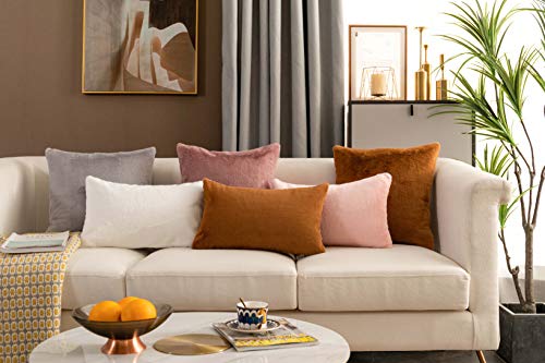Home Brilliant 12 X 20 Pillow Cover For Pink Couch Pillows Faux Fur Lumbar Throw Pillow Covers For Couch Super Soft Rectangle Throw Pillow Decorative Pillow Cases, 12X20 Inch, Dusty Pink #TOP1
