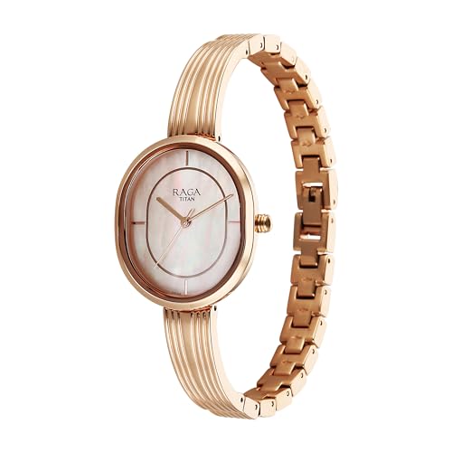 Image of Titan Raga Contempore Quartz Rose Gold Round Dial Men's Watch | Brass Solid Link Strap Material | Watches for Man | Watches for Men Analog - 2776WM01F