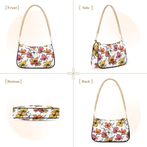 Clutch Shoulder Bags Tote Evening Purse Handbags for Women Hand Drawn Floral Hobo Bags with Zipper Closure2