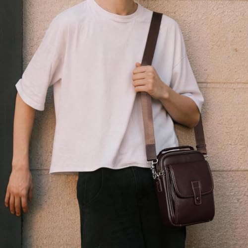 Image of Augus Genuine Leather Small Messenger Bag Crossbody