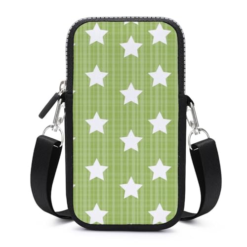 Sac bandoulière téléphone portable vert pour femme avec portefeuille intégré compact 17.5x10cm