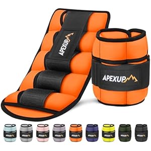 APEXUP 10lbs/Pair Adjustable Ankle Weights for Women and Men, Modularized Leg Weight Straps for Yoga, Walking, Running, Aerobics, Gym, Physical Therapy Orange