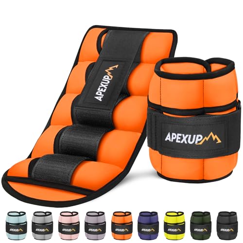 APEXUP Adjustable Ankle Weights, 2-10 lbs, Orange