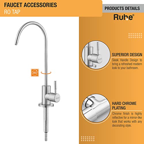 Image of RUHE RO Drinking Water Faucet| Premium Stainless Steel Kitchen Sink Faucet for Water Filtration Systems with Chrome Finish| Table Top Water Tap for Under Sink /Counter Water Purifier Set