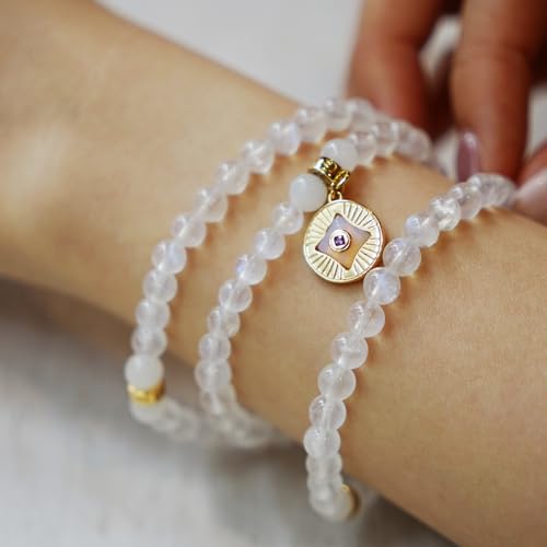 Image of Five Elements 18K Gold Vermeil 3 Layered Crystal Gemstone Beads Bracelet & Necklace for women Solid 925 Sterling Silver 18K Gold or White Gold Plated jewelry