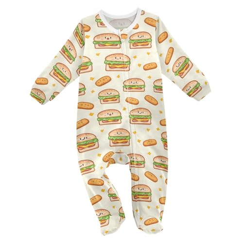 vvfelixl Baby One-Piece Footies Cute Delicious Sandwich Boy Girl Toddler Sleeper Onesie Play Footies Clothes for 18-24 Months