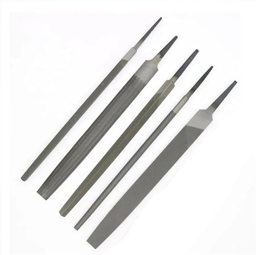 Xuyingst 5Pcs 6inch Industrial Steel Files Set Flat/Round/Half Round/Triangle/Square for Metalworking Woodworking Steel Rasp File Flat, Metallic