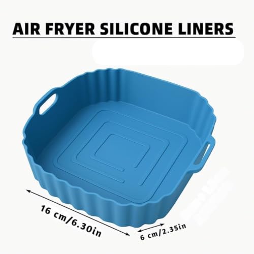Image of 2 PCS Square Air Fryer Silicone Liners, 6.30 Inch Food Grade Reusable Heat Resistant Silicone Air Fryer Oven Microwave Accessory (Mulitcolor)