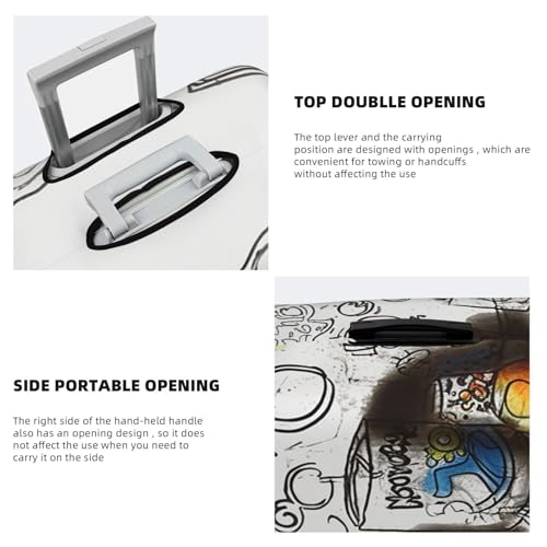 Travel Luggage Cover Graffiti on various objects Suitcase Protector Elastic Washable Stretch Suitcase Protector Anti-Scratch Travel Suitcase Cover Fit 18-32 Inch Luggage4