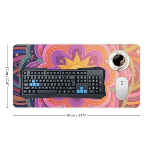 Desk Pad Protector 24x12 Inch Extended Bohemian Mandala miniatura 2