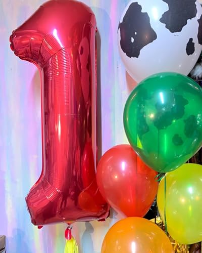 Image of 40 Inch Red Number 7 Balloon Birthday Party Decorations for Men & Women | 40 Inch Red inflatable foil number balloons, large birthday decorations for 7th birthday