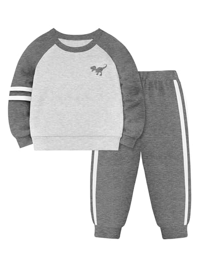 Toddler Boy Clothes Long Sleeve Dinosaur Color Block Pullover Tops+ Striped Sweatpants Fall Winter Outfits Sets
